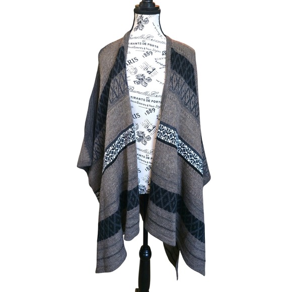 Iperico Italy Poncho Cape Sweater Bohemian One Size Acrylic Wool Mohair Blend - Picture 1 of 8